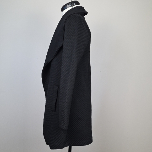 BB Dakota Black Draped Open Front Coat Jacket XS - Picture 5 of 8